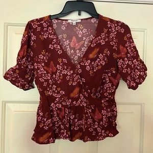 Madewell tie-sleeve wrap blouse top